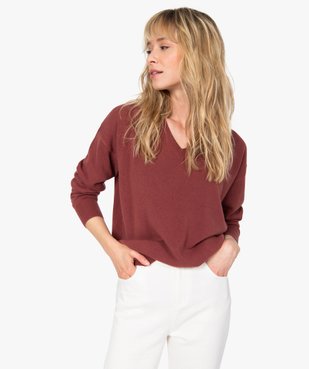 Pull femme à col V en maille ultra douce vue1 - GEMO (MAILLE) - GEMO