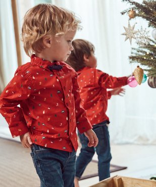 Chemise bébé garçon spéciale Noël avec nœud papillon vue1 - GEMO(BEBE DEBT) - GEMO