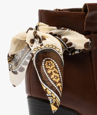 Boots femme unis à talon rainuré et ruban fantaisie vue6 - GEMO(URBAIN) - GEMO