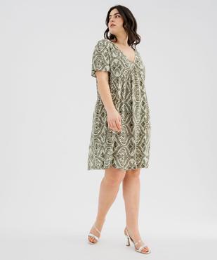 Robe imprimée à manches courtes femme grande taille vue1 - GEMO (G TAILLE) - GEMO