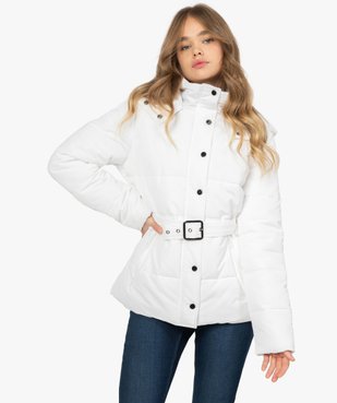 Blouson femme matelassé avec capuche et ceinture vue1 - GEMO(FEMME PAP) - GEMO