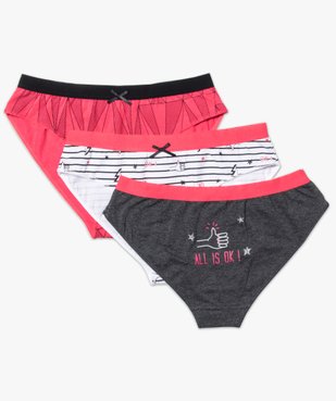 Lot de 3 slips stretch à motifs vue1 - GEMO (JUNIOR) - GEMO