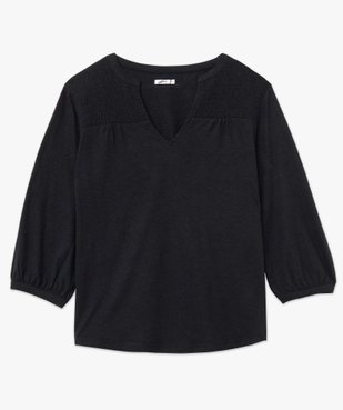 Tee-shirt femme à manches 3/4 avec smocks sur le buste vue4 - GEMO 4G FEMME - GEMO