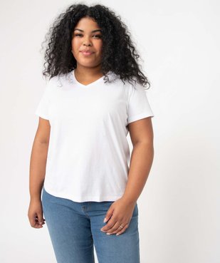Tee-shirt femme grande taille avec col V vue1 - GEMO (G TAILLE) - GEMO