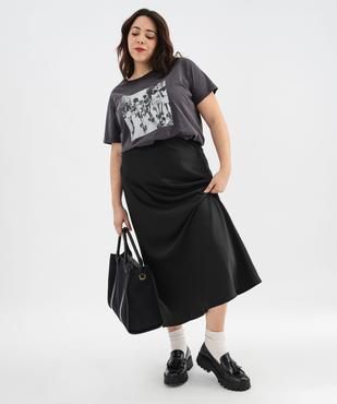 Jupe longue droite en satin femme grande taille vue4 - GEMO (G TAILLE) - GEMO