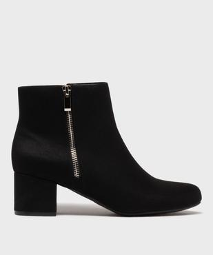 Boots femme à talon carré en suédine unie et zip décoratif vue7 - VALENTINA BALDA - GEMO