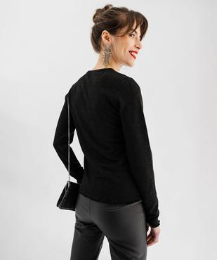 Tee-shirt manches longues en maille côtelée pailletée femme vue3 - GEMO(FEMME PAP) - GEMO