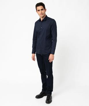 Chemise unie coupe slim en coton stretch homme vue9 - GEMO 4G HOMME - GEMO