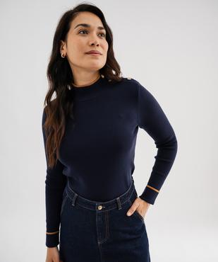 Pull en fine maille à col montant et boutons sur l'épaule femme - LuluCastagnette vue2 - LULUCASTAGNETTE - GEMO
