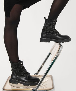 Boots femme unies en maille élastique style chaussette à semelle crantée vue1 - GEMO (CASUAL) - GEMO