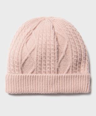 Bonnet en maille torsadée bébé fille vue1 - GEMO(BEBE DEBT) - GEMO