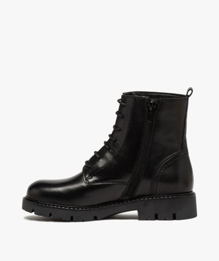 Boots fille en cuir uni style godillots à semelle crantée vue3 - GEMO (ENFANT) - GEMO