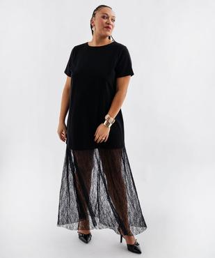 Robe longue à manches courtes avec dentelle femme grande taille vue2 - GEMO (G TAILLE) - GEMO