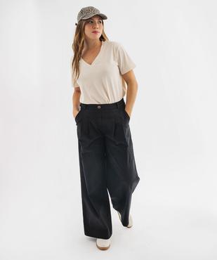 Pantalon tailoring large en coton stretch femme vue4 - GEMO(FEMME PAP) - GEMO