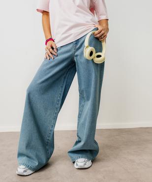 Jean wide leg en denim 100% coton fille vue1 - GEMO 4G FILLE - GEMO