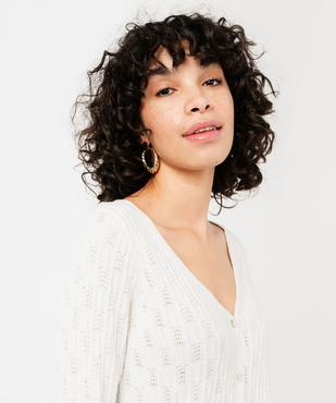 Gilet en maille ajourée et boutons nacrés femme vue2 - GEMO(FEMME PAP) - GEMO