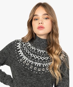 Pull femme à col montant avec décolleté fantaisie vue1 - GEMO(FEMME PAP) - GEMO
