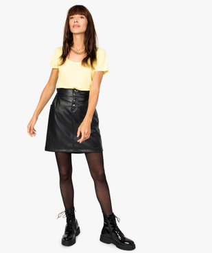 Jupe femme en cuir imitation avec boutons fantaisie vue5 - GEMO(FEMME PAP) - GEMO