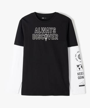 T-shirt manches longues effet 2-en-1 garçon vue1 - GEMO (JUNIOR) - GEMO