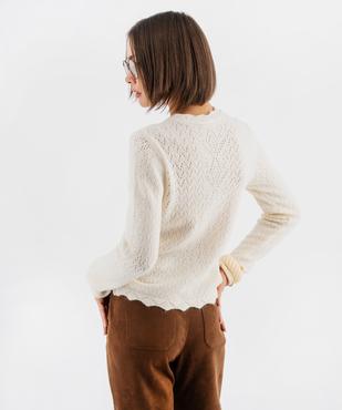 Pull col rond ajouré femme vue3 - GEMO(FEMME PAP) - GEMO