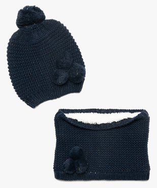 Ensemble d'accessoires bleu foncé pour fille avec bonnet et écharpe snood  - GEMO