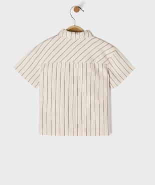 Chemise rayée à manches courtes contenant du lin garçon vue3 - GEMO(BEBE DEBT) - GEMO
