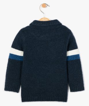 Pull bébé garçon en grosse maille et col châle - Lulu Castagnette vue2 - LULUCASTAGNETTE - GEMO