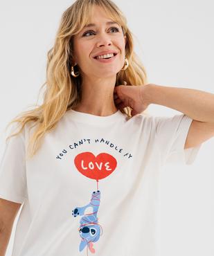 Tee-shirt manches courtes en jersey de coton imprimé femme - Stitch vue3 - LILO & STITCH - GEMO