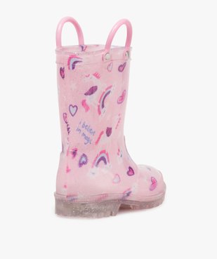 Bottes de pluie fille à anses et semelle lumineuse motif licorne vue5 - LOVELY WINGS - GEMO