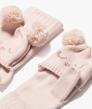 Gants fille 2-en-1 avec pompons et détails pailletés vue2 - GEMO (ENFANT) - GEMO