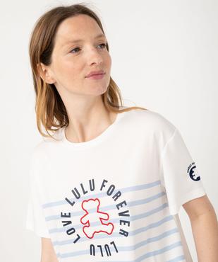 Pyjashort avec haut rayé femme - LuluCastagnette vue2 - LULUCASTAGNETTE - GEMO