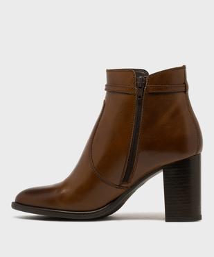 Boots en cuir à talon et bout amande femme - Tanéo vue3 - TANEO - GEMO