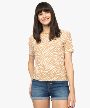 Tee-shirt femme à manches courtes et imprimé animalier vue1 - GEMO(FEMME PAP) - GEMO