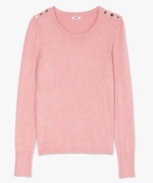 Pull femme en maille fine à col rond et boutons sur les épaules vue4 - GEMO(FEMME PAP) - GEMO