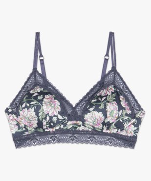 Soutien-gorge femme forme triangle à motifs fleuris et dentelle vue4 - GEMO(HOMWR FEM) - GEMO