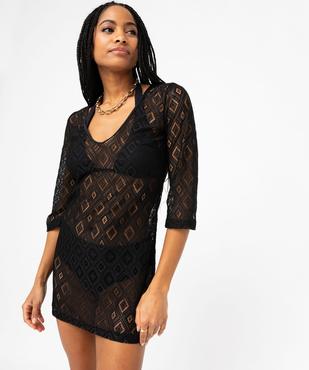 Robe de plage en dentelle ajourée femme vue2 - GEMO 4G FEMME - GEMO
