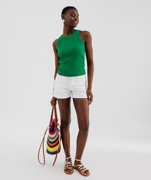 Short en coton stretch avec revers cousus femme vue9 - GEMO 4G FEMME - GEMO