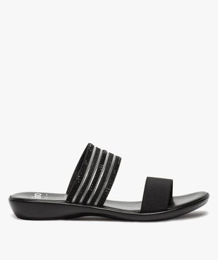 Mules femme à strass et larges brides élastiquées vue1 - GEMO (CASUAL) - GEMO