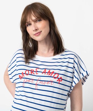 Tee-shirt de grossesse à rayures avec inscription vue6 - GEMO (MATER) - GEMO