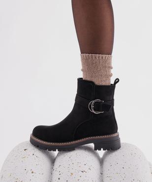 Boots zippées en suédine avec épaisse semelle crantée femme vue1 - 5 MILES GEMO FOR GOOD - GEMO