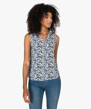 Blouse femme sans manches imprimée avec col chemise vue1 - GEMO(FEMME PAP) - GEMO