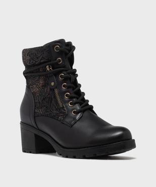 Bottines à lacets avec empiècement à motifs femme - Emilia Rosa vue3 - EMILIA ROSA - GEMO