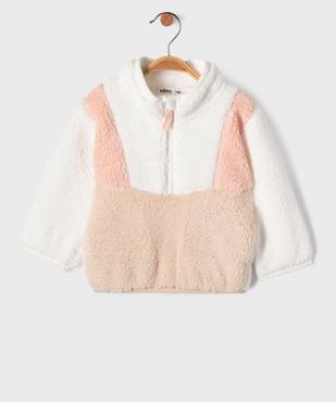 Sweat en sherpa avec col zippé bébé fille vue2 - GEMO(BEBE DEBT) - GEMO