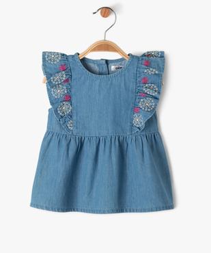 Blouse à manches courtes avec volants brodés bébé fille vue1 - GEMO(BEBE DEBT) - GEMO