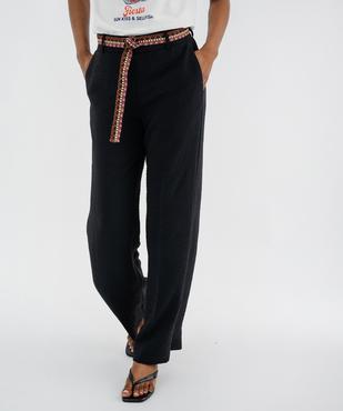 Pantalon fluide avec ceinture tissée femme vue1 - GEMO 4G FEMME - GEMO