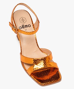 Sandales femme à talon spool et bride cheville effet croco et métallisé vue5 - GEMO(URBAIN) - GEMO