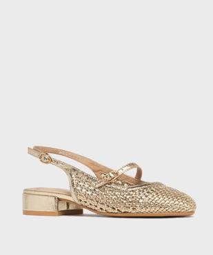 Escarpins slingback à talon plat et tige ajourée femme vue2 - FOLLOW ME - GEMO