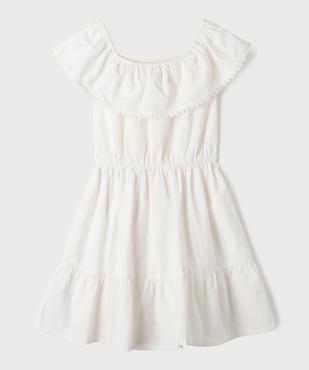 Robe à volants en coton avec col Bardot élastique fille vue3 - GEMO (JUNIOR) - GEMO
