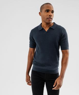 Polo en maille côtelée à encolure ouverte homme vue1 - GEMO 4G HOMME - GEMO