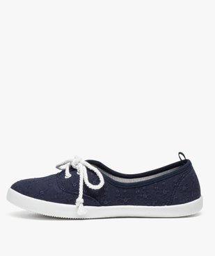 Tennis femme en toile unies avec lacets en cordelette vue3 - GEMO (SPORTSWR) - GEMO
